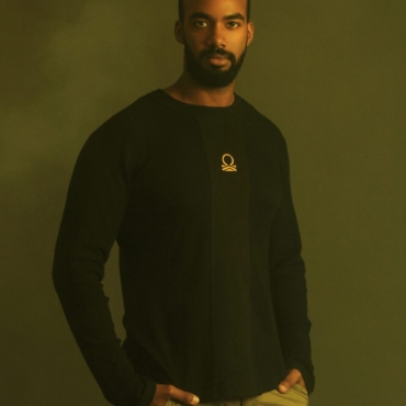 Relaxed fit Textured Thermal long T-shirt with vertical front Patch