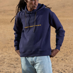 Loose Fit Printed Hoodie - Navy